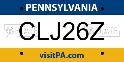 CLJ26Z Pennsylvania License Plate