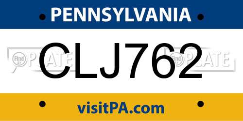 CLJ762 Pennsylvania License Plate