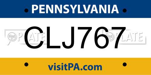 CLJ767 Pennsylvania License Plate