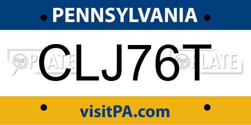 CLJ76T Pennsylvania License Plate