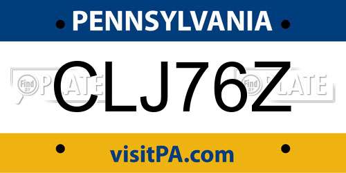 CLJ76Z Pennsylvania License Plate