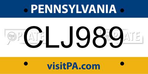 CLJ989 Pennsylvania License Plate