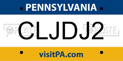 CLJDJ2 Pennsylvania License Plate