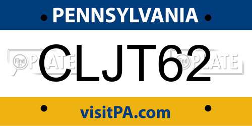 CLJT62 Pennsylvania License Plate