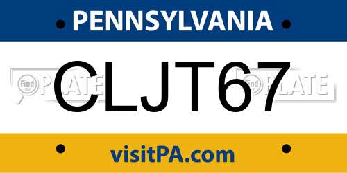 CLJT67 Pennsylvania License Plate