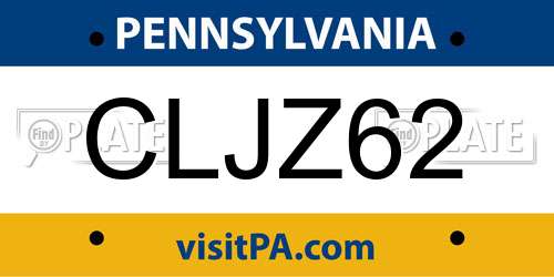 CLJZ62 Pennsylvania License Plate