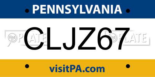 CLJZ67 Pennsylvania License Plate