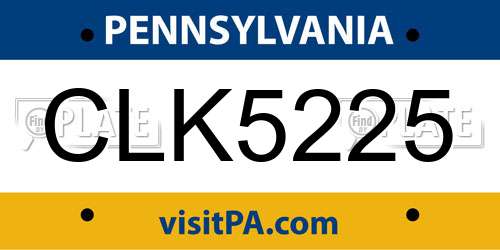 CLK5225 Pennsylvania License Plate