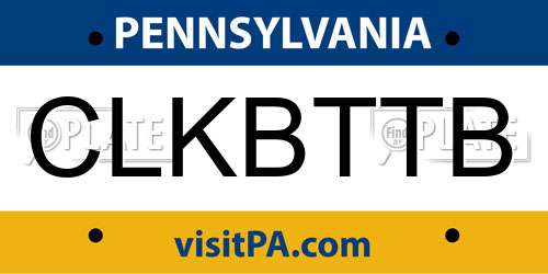 CLKBTTB Pennsylvania License Plate