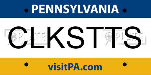 CLKSTTS Pennsylvania License Plate