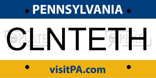 CLNTETH Pennsylvania License Plate