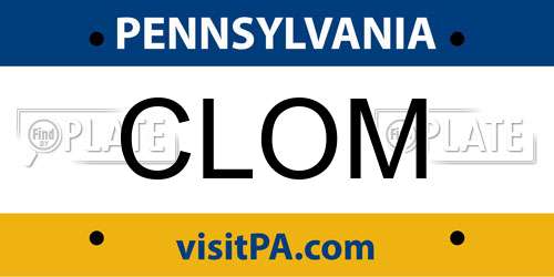 CLOM Pennsylvania License Plate