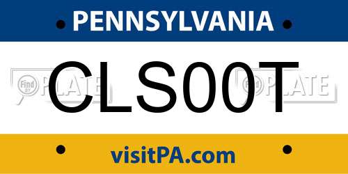 CLS00T Pennsylvania License Plate