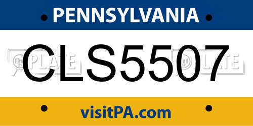 CLS5507 Pennsylvania License Plate