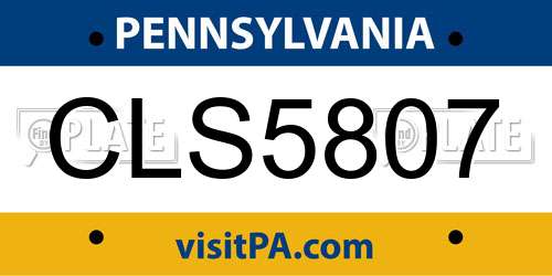 CLS5807 Pennsylvania License Plate
