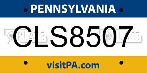 CLS8507 Pennsylvania License Plate