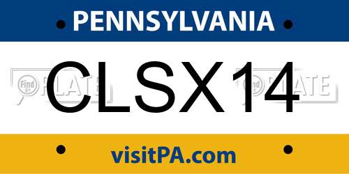CLSX14 Pennsylvania License Plate