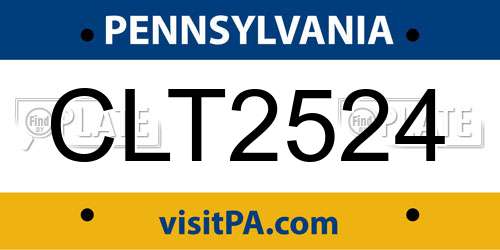CLT2524 Pennsylvania License Plate