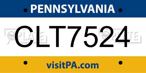 CLT7524 Pennsylvania License Plate