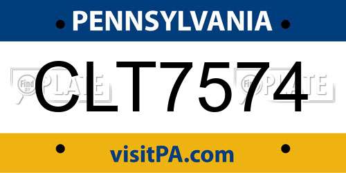 CLT7574 Pennsylvania License Plate