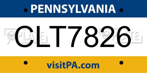 CLT7826 Pennsylvania License Plate