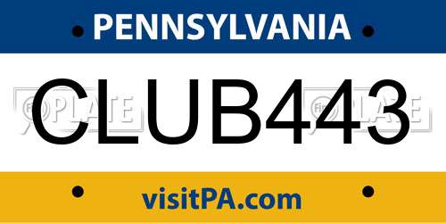 CLUB443 Pennsylvania License Plate