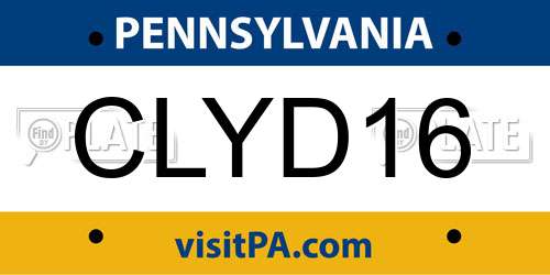 CLYD16 Pennsylvania License Plate