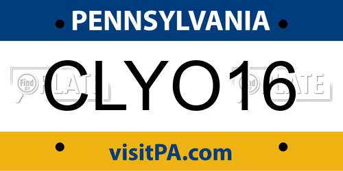 CLYO16 Pennsylvania License Plate