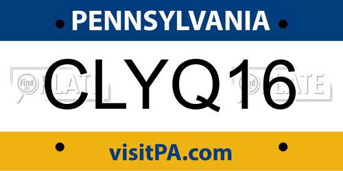 CLYQ16 Pennsylvania License Plate
