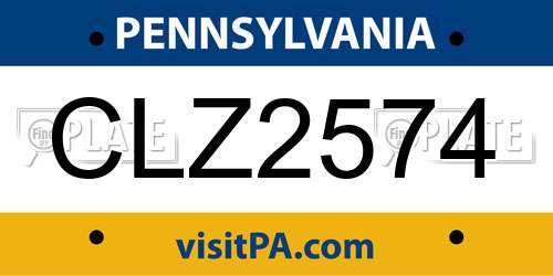 CLZ2574 Pennsylvania License Plate