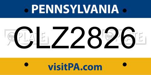 CLZ2826 Pennsylvania License Plate