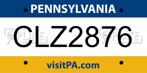CLZ2876 Pennsylvania License Plate