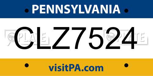 CLZ7524 Pennsylvania License Plate