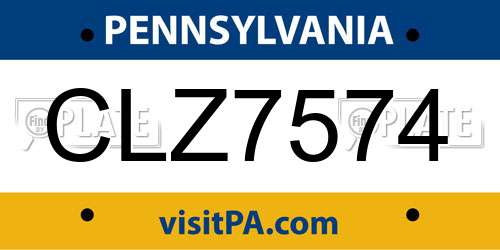 CLZ7574 Pennsylvania License Plate