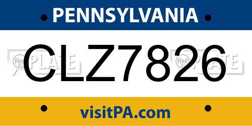 CLZ7826 Pennsylvania License Plate