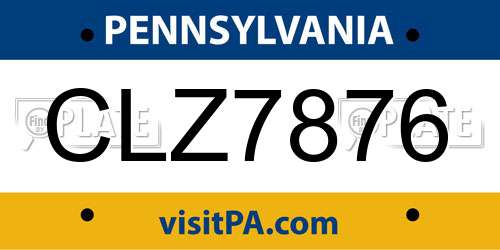 CLZ7876 Pennsylvania License Plate