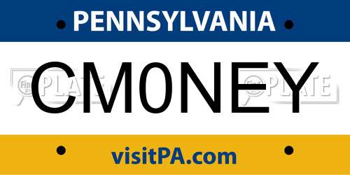 CM0NEY Pennsylvania License Plate