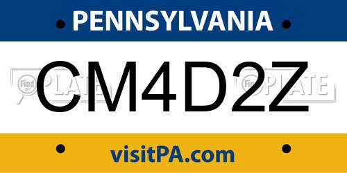 CM4D2Z Pennsylvania License Plate