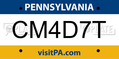 CM4D7T Pennsylvania License Plate
