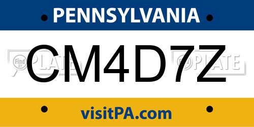 CM4D7Z Pennsylvania License Plate