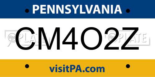 CM4O2Z Pennsylvania License Plate