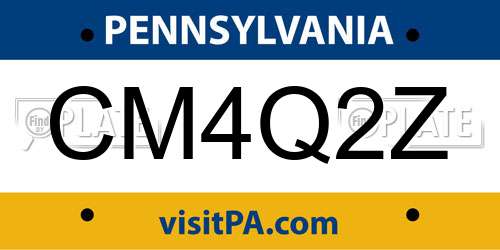 CM4Q2Z Pennsylvania License Plate
