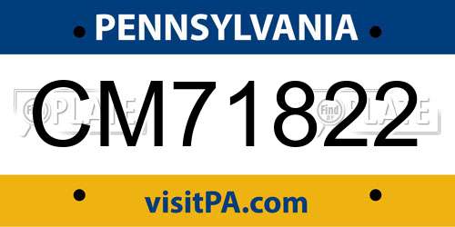 CM71822 Pennsylvania License Plate