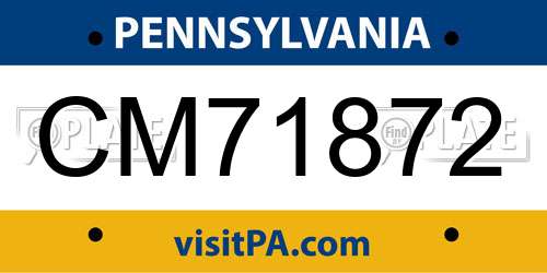 CM71872 Pennsylvania License Plate