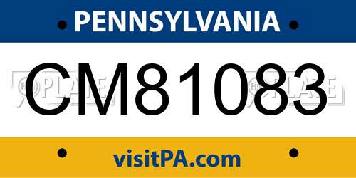 CM81083 Pennsylvania License Plate