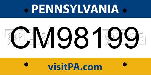CM98199 Pennsylvania License Plate
