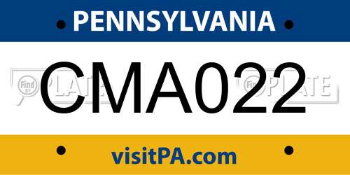 CMA022 Pennsylvania License Plate