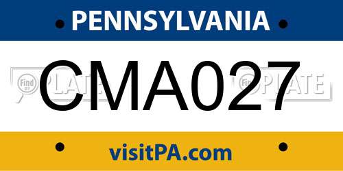 CMA027 Pennsylvania License Plate