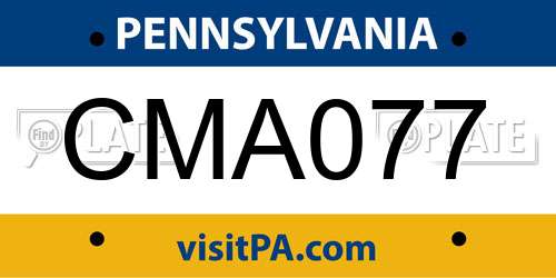CMA077 Pennsylvania License Plate
