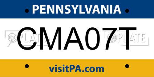 CMA07T Pennsylvania License Plate